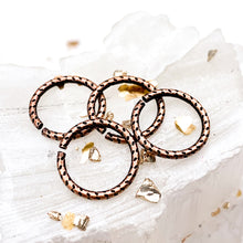 Load image into Gallery viewer, 12mm Textured Antique Copper Jump Rings - 4 Pcs
