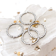 Load image into Gallery viewer, 12mm Textured Antique Silver Jump Rings - 4 Pcs
