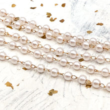Load image into Gallery viewer, Golden Plated Brass White Smoke Pearl Beaded Chain - 12 Inches
