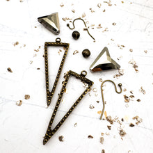 Load image into Gallery viewer, Triangle Sparkle Earring Kit - Antique Brass
