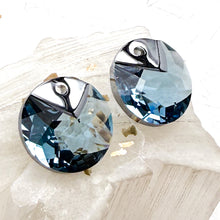 Load image into Gallery viewer, Pre Order 16mm Aquamarine Metallic Cap Round Premium Crystal Pendant Pair
