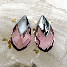 Load image into Gallery viewer, 18mm Light Rose Metallic Cap Pear Shaped Premium Crystal Pendant Pair
