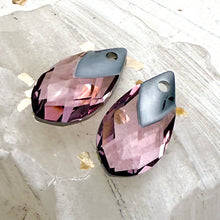 Load image into Gallery viewer, 18mm Light Rose Metallic Cap Pear Shaped Premium Crystal Pendant Pair
