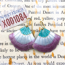 Load image into Gallery viewer, Pink Fan Cloisonne Earring Pair - Tucson Find
