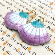 Load image into Gallery viewer, Pink Fan Cloisonne Earring Pair - Tucson Find
