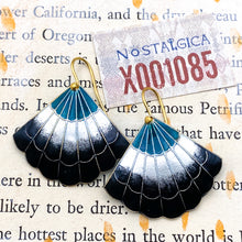 Load image into Gallery viewer, Black Fan Cloisonne Earring Pair - Tucson Find
