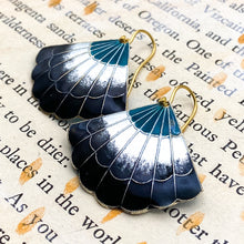 Load image into Gallery viewer, Black Fan Cloisonne Earring Pair - Tucson Find
