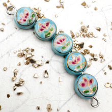 Load image into Gallery viewer, Blue Floral Cloisonne Bead Set (5pcs)
