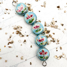 Load image into Gallery viewer, Blue Floral Cloisonne Bead Set (5pcs)
