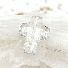 Load image into Gallery viewer, 18mm AB Rainbow White Patina Premium Crystal Cross Bead
