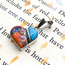 Load image into Gallery viewer, Turquoise and Coral Heart Pendant - Tucson Find
