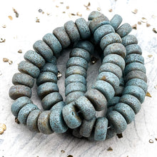 Load image into Gallery viewer, 4x8mm Heishi Honey with Etched and Picasso Finishes with Turquoise Wash
