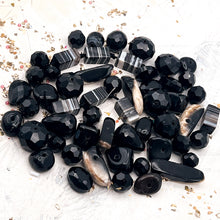 Load image into Gallery viewer, Black Stone and Glass Destash Bead Mix
