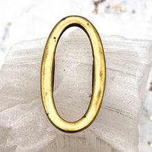 Load image into Gallery viewer, Antique Brass Open Oval Leather Slider
