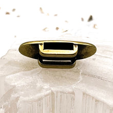 Load image into Gallery viewer, Antique Brass Elongated Oval Leather Slider
