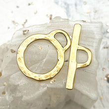 Load image into Gallery viewer, Large Antique Gold Hammered Toggle Clasp
