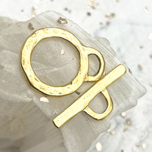 Load image into Gallery viewer, Large Antique Gold Hammered Toggle Clasp
