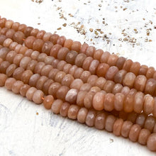 Load image into Gallery viewer, Peach Moonstone Faceted Rondelle Gemstone Strand
