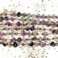 Load image into Gallery viewer, Flourite Faceted Coin Gemstone Strand
