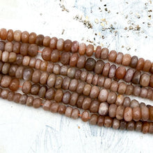 Load image into Gallery viewer, Peach Moonstone Faceted Rondelle Gemstone Strand
