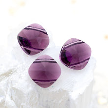 Load image into Gallery viewer, 14mm Amethyst 2-Hole Square Premium Crystal Bead Set - 3 Pcs
