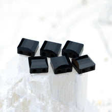 Load image into Gallery viewer, 10mm Jet Premium Crystal 2-Hole Stairway Beads - 6pcs
