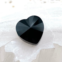 Load image into Gallery viewer, 14mm Jet Premium Crystal Large Hole Heart Bead

