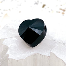 Load image into Gallery viewer, 14mm Jet Premium Crystal Large Hole Heart Bead
