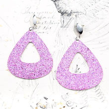 Load image into Gallery viewer, Pink Glitter Teardrop Earring Pair
