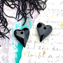 Load image into Gallery viewer, 17mm Jet Wild Heart Crystal Charm Pair
