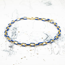 Load image into Gallery viewer, Blue Enameled Oval Link Chain Necklace
