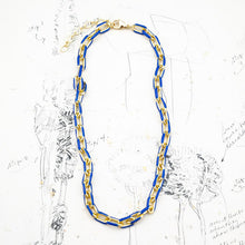 Load image into Gallery viewer, Blue Enameled Oval Link Chain Necklace

