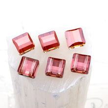 Load image into Gallery viewer, 10mm Crystal Red Magma Premium 2-Hole Stairway Beads - 6pcs

