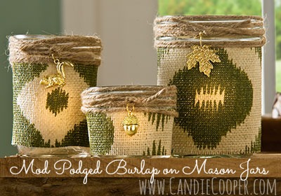 Candie Cooper Burlap Candle Holders