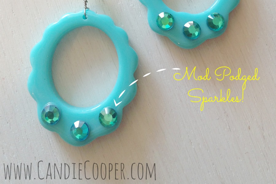 Candie Cooper Mod Podged Sparkle Earrings in Blue 2